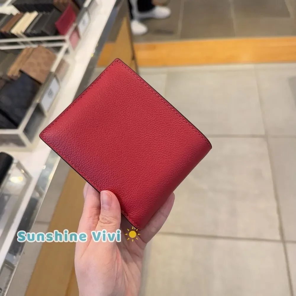 NWT COACH CR911 Men's 3-In-1 Wallet In Refine Pebble Leather True red